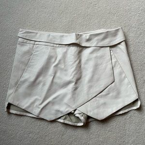 Cream leather skort